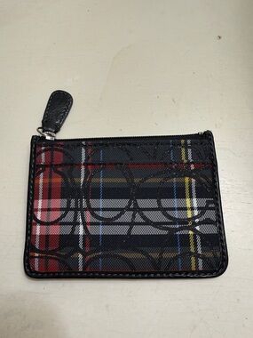 Plaid Zip Card Case - Black, Red, Yellow, Blue